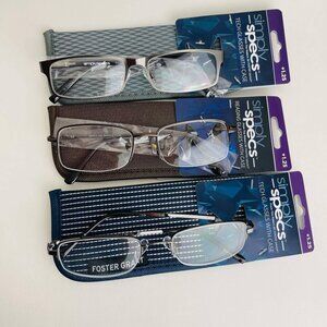 RG0358 Lot of 3 Simply Specs Foster Grant Mens' Reading Glasses W/ Case +1.25